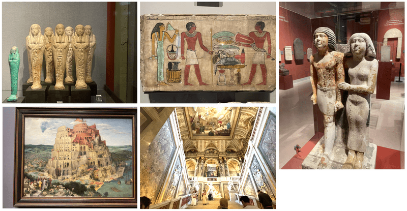 美術史博物館の展示品とメインホールの装飾