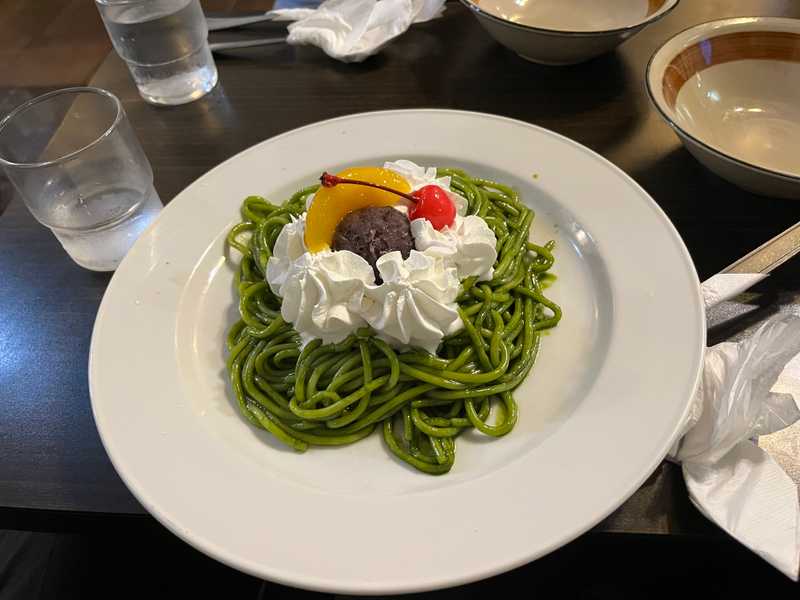 喫茶マウンテンの甘口抹茶小倉スパ